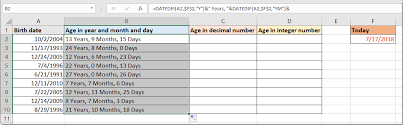 So, using these two functions (datedif and today), we can find the difference between today's date and any date of birth. How To Calculate Age In Years And Months And Days From Date Of Birth In Excel