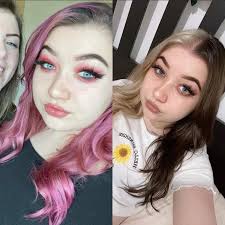 Cultural stars like cruella deviil and harley quinn the best half blonde half black looks. Knots From Grown Out Purple To Half Blonde Half Brown Facebook