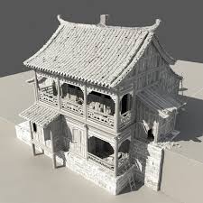 Chinese Old Wooden House 3d Model Chinese Buildings House 3d Model Architecture