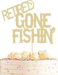 Bbq party invitations for a retirement party rustic country | etsy. Buy Ahaoray Retired Gone Fishing Cake Topper Gold Glitter Happy Retirement Cake Decoration Officially Retired Cake Decor 65th Fishing Retirement Party Decoration Supplies Online In Italy B096k751m8