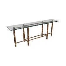 Mcguire Rattan Bamboo Long Glass Top Console Table On Chairish Com Console Table Table Console