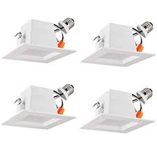 Free s/h on lighting orders over $49. Buy Lb13134 4 Led Downlight Square Dimmable 10w 75w Retrofit Led Recessed Lighting Fixture 3000k Warm White Glow 700 Lumens Led Recessed Ceiling Light Waterproof Energy Star Ul 4 Pack Online In