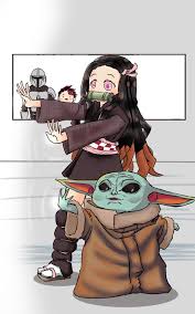 Because he is totally adorable he is being made in to all sorts of baby yoda memes. Nezuko And Baby Yoda S Padawan Training Album On Imgur