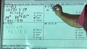 Given a triangle with sides a, b, and c: Unit 8 Right Triangles And Trig Study Guide Topic 2 Classifying Triangles Youtube