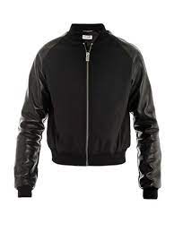 Saint Laurent Paris Leather Sleeve Teddy Bomber Jacket La Necesito Bomber Jacket Mens Zip Up Jackets Mens Long Jacket