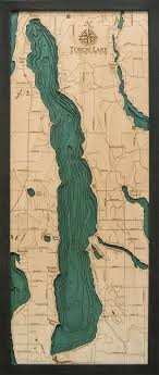 Torch Lake 3 D Nautical Wood Chart 13 5 X 31