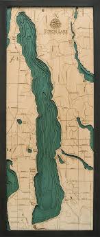 torch lake 3 d nautical wood chart 13 5 x 31