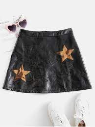 33 Off 2022 Zaful Star Pattern Mini Faux Leather Skirt In Black Zaful
