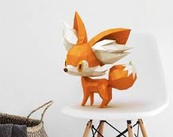 3d Papercraft Eevee Shiny Diy Templates Including Colored Etsy In 2020 Paper Crafts Paper Sculpture Diy Templates