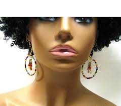 Buy Random Beaded Colors Hippie Boho Style Big Hoop Earrings Gemstone  Rhinestone Accents Online in India