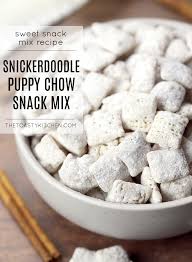 We just made a huge batch in our kitchen, and the there's something about rice chex that makes it kind of perfect for puppy chow. Snickerdoodle Puppy Chow Snack Mix The Toasty Kitchen