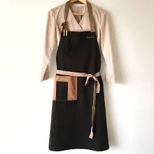 Chef Apron Kitchen Apron Restaurant Apron Canvas Fabric Two Pen Holes Hand Embroidery Name Tag Handmade Apron Gastronomy Culinar Onluk Elde Nakis Dikis