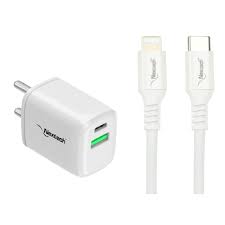 24W Dual Port PD & QC 3.0 Fast Charger with 18W Type-C to 8 pin Fast Sync &  Charge Cable 1.5M Compatible with iPhoneiPadPixelMac book - Nextech