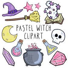 Pastel Witch Clipart 11 X Png Images Magic Illustrations Etsy Witch Clipart Cauldron Drawing Witch