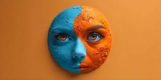 Symbolizing balance and harmony blue and orange yin yang with eyes concept  balance harmony yin yang blue and orange symbolism