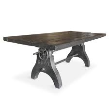 Get the best deals on with adjustable height dining room tables. Knox Adjustable Height Dining Table Cast Iron Crank Base Rustic Ebony Rustic Deco Incorporated