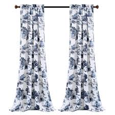 How to sew lined curtains | national sewing circle. France Bleu Two 96 X 50 Custom Lined Curtain Panels Toile Blue Cream Curtains Window Treatments Home Living