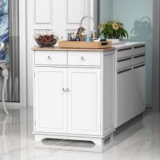 homcom rubber wood top kitchen cupboard