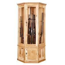Double door cabinet with two shelves and hickory log on pine construction. Corner Gun Cabinet Country Cottage Furniture