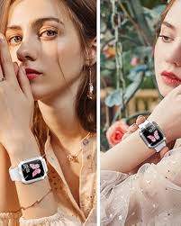 Mosonio Pulseira feminina de diamante elegante compatível com Apple Watch  séries 10, 9, 8, 7, 6, 5, 4, 3, 2 e 1 de 42 mm, 41 mm, 40 mm, 38 mm,  dourada