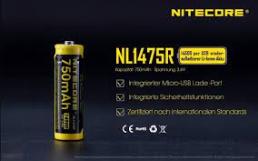 Usb cable is not included. Nitecore Li Ion Akku Typ 14500 750 Mah Nl1475r Micro Usb Aufladbar Selected Lights
