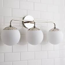 Dewdrop Globe Vanity Light 3 Light Vanity Lighting Polished Nickel Bathroom Powder Room Lighting