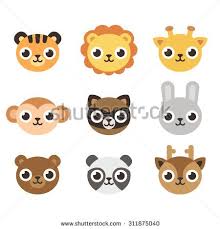 Set Of 9 Cute Cartoon Animal Heads In Simple Flat Style Cute Cartoon Animals Cartoon Zoo Animals Cartoon Animals