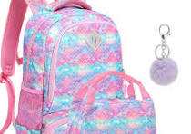 A AM SeaBlue Mädchen Schultaschen Set Glitzer Rucksack Bunte Schulrucksack  Kinder Schulranzen 3 Teile Set für Schule und Täglicher Gebrauch : ...
