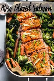 Miso Glazed Salmon Easy Sheet Pan Dinner Recipe In 2020 Miso Salmon Miso Glazed Salmon Easy Sheet Pan Dinners