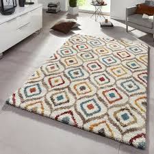 Das kommt nicht von ungefähr: Design Velours Hochflor Shaggy Langflor Teppich New Age Creme Bunt Langflor Teppich Teppich Bunt New Age