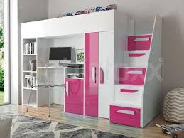 Lit Combine Paradisio 90x200 Cm Blanc Bleu Brillant Avec Escalier A Droite Lit Combine Cadre De Lit Idees De Lit
