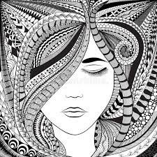 Abstract Hair Girl Zentangle Drawings Zentangle Art Art