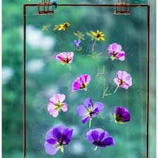 Gypsy flower stained glass suncatcher with wire swirls. Pressed Flower Suncatcher Easy And Inexpensive Gift To Make Hearth And Vine