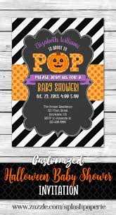 Come see our baby shower invite designs! An About To Pop Halloween Baby Shower Invitation With A Creepy Cute Jackolanter Halloween Baby Shower Theme Halloween Baby Shower Halloween Baby Shower Invites