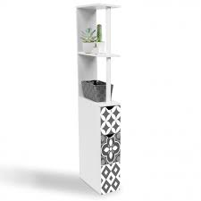 Ce meuble wc peut être configuré de nombreuses façons. Meuble Wc Blanc Et Gris Motif Carreaux De Ciment 2 Portes Id Market