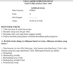 Contoh Soal Fisika Dan Jawaban Kelas 10