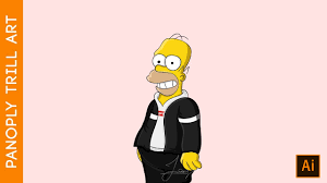 Homer Simpson Supreme Trill Art Cartoon Art Speed Drawing In Adobe Illustrator Digital Art Youtube