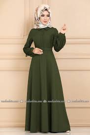 Modaselvim Elbise Kollari Piliseli Ve Gupurlu Elbise 2208ms212 Haki Basortusu Modasi Moda Stilleri Musluman Modasi