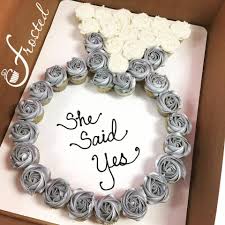 Engagement Cupcakes Mini Cupcakes Arranged In The Shape Of A Diamond Ring Engagement Party Cake Engagement Party Planning Engagement Cupcakes