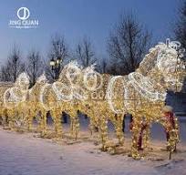 LED Motif Horse Carriage Sculpture Lights Christmas Santa Sleigh  Decorations Street Shopping Mall Park Garden Decors