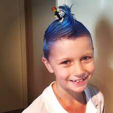 We've put together a super cute collection of crazy hair day ideas that are sure to get you inspired….check them all out now!you could also use many of these crazy hair day ideas for halloween. Great Idea For Crazy Hair Day For The Boys Spray Hair Blue And Style Into A Wave And Bobby Pin A Lego Surfer Int Wacky Hair Wacky Hair Days Crazy Hair