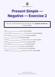 present simple negative worksheet 2 negativity worksheets english grammar
