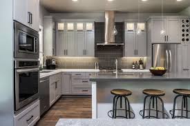 light gray cabinetry complements white