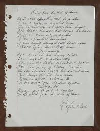 Handwritten Lyrics By Johnny Cash To The Song Water From The Wells Of Home