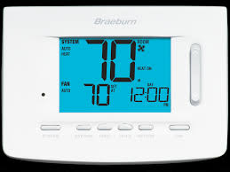 To unlock the screen, press and hold unlock in the bottom left hand. Premier Model 5220 Thermostat Braeburn Systems