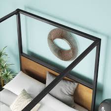 Oleanna storage platform bed by zip code design rugs. Priage By Zinus Brown Metal And Wood Canopy Platform Bed Frame On Sale Overstock 29366108
