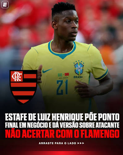 LUIZ HENRIQUE NO FLAMENGO? CANCELADO! 🚨 O estafe do atleta confirmou oficialmente o fim das negocia&ccedil;&otilde;es com o Flamengo. Segundo a nota, uma s&eacute;rie de acontecimentos dificultou o avan&ccedil;o do acordo entre