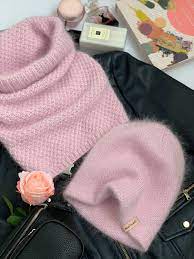 Beanie Hat And Scarf Set Snood Scarf Pink Hat Fluffy Hat Etsy Hat And Scarf Sets Knitted Hats Scarf Set
