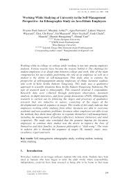 Pdf Working While Studying At University In The Self Management Perspective An Ethnographic Study On Java Ethnic Employees