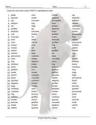 Free pdf worksheets from k5 learning's online . Animals Alphabetical Order Worksheet Teaching Resources
